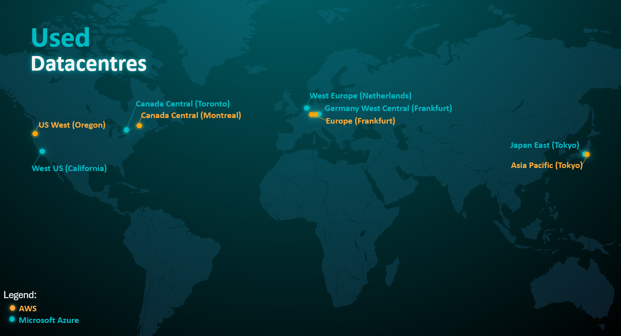Map of ESET cloud infrastructure data centers