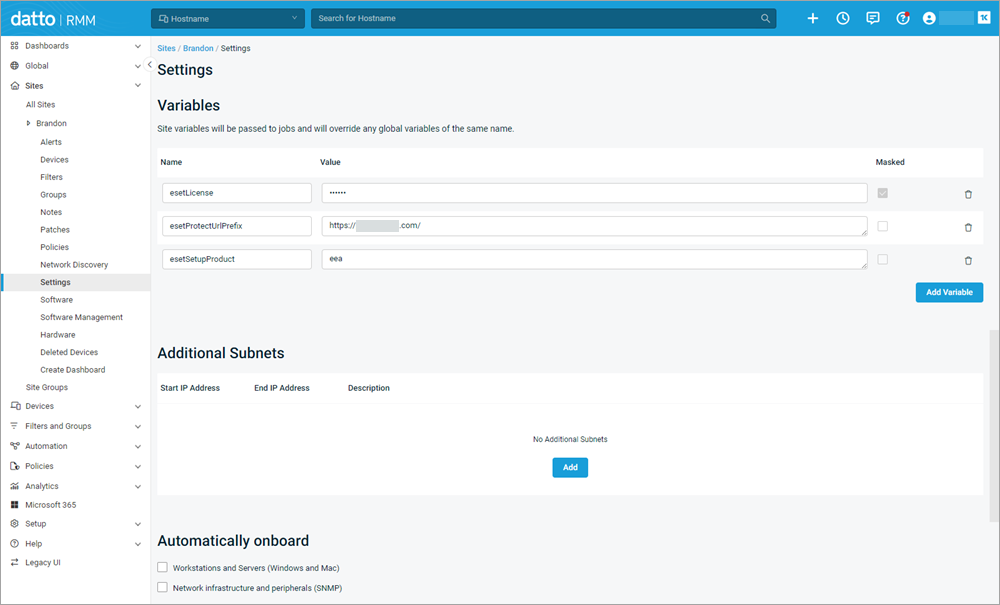 Configure Site variables | ESET Direct Endpoint Management plugin for ...