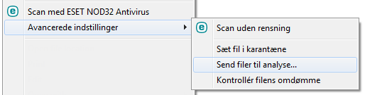 Genvejsmenu Genvejsmenu