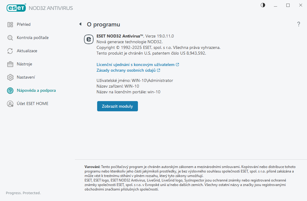 Podrobnosti o nainstalované verzi Podrobnosti o nainstalované verzi