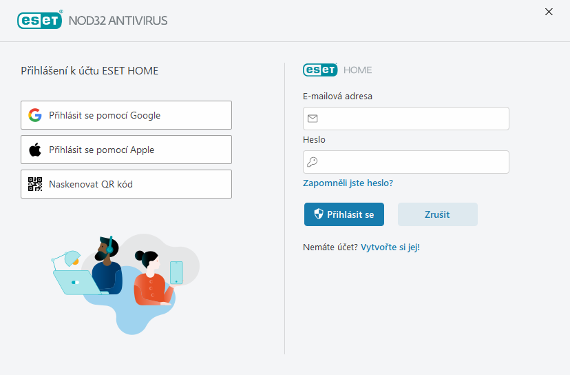 Přihlášení do ESET HOME Přihlášení do ESET HOME