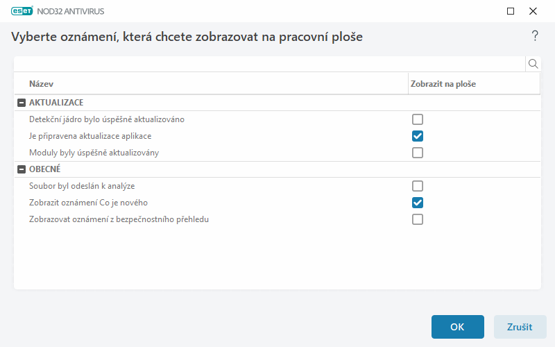 Oznámení na pracovní ploše Oznámení na pracovní ploše