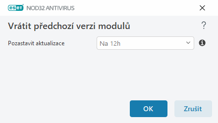 Interval pro obnovení předchozí verze modulů Interval pro obnovení předchozí verze modulů