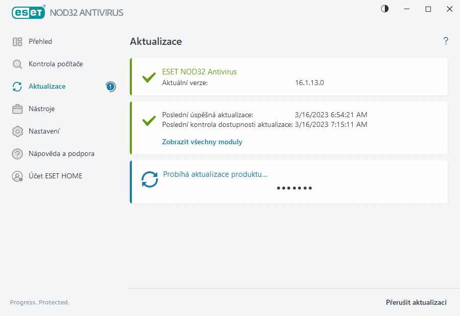 Průběh stahování