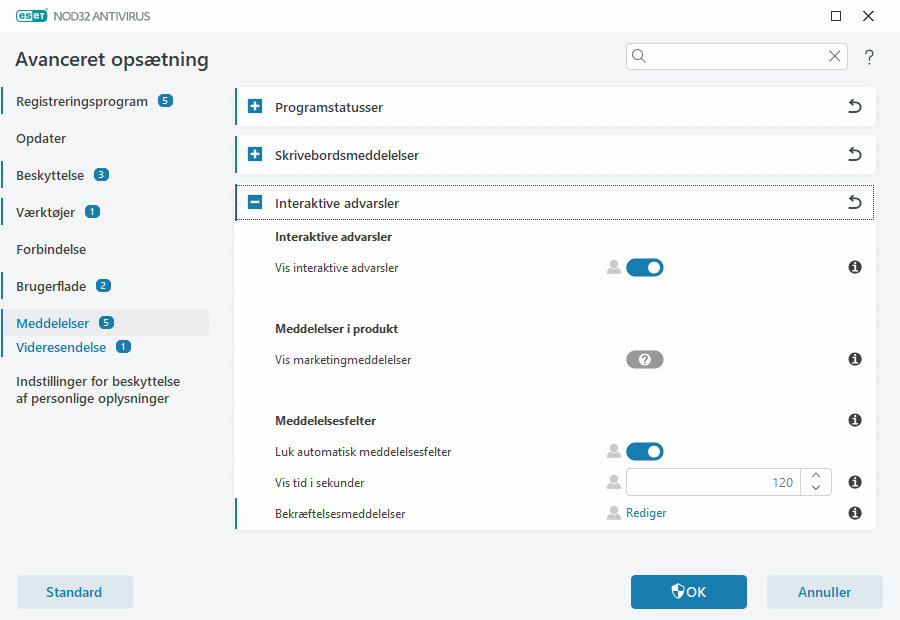 Interaktive advarsler