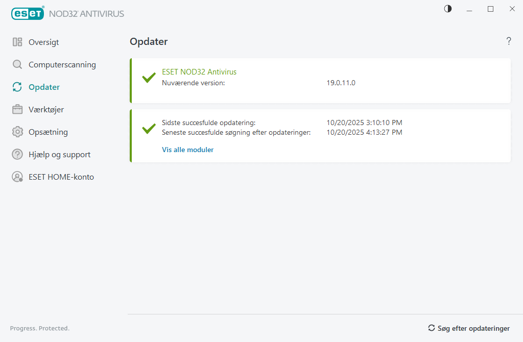 Opdatering Opdatering