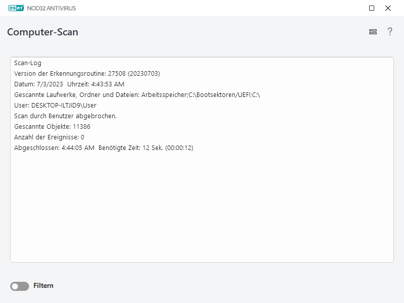 Computerprüfungs-Log
