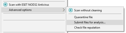Context menu Context menu