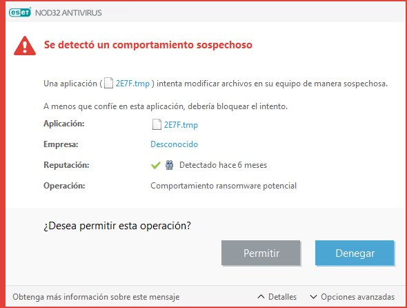Se detectó un comportamiento ransomware potencial Se detectó un comportamiento ransomware potencial