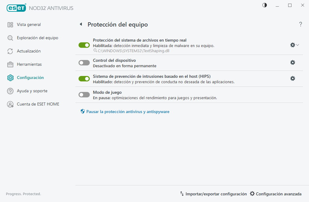 Protección del ordenador Protección del ordenador