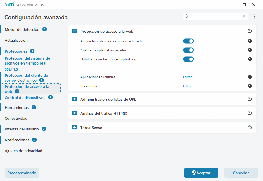 Protección del acceso a la Web Protección del acceso a la Web