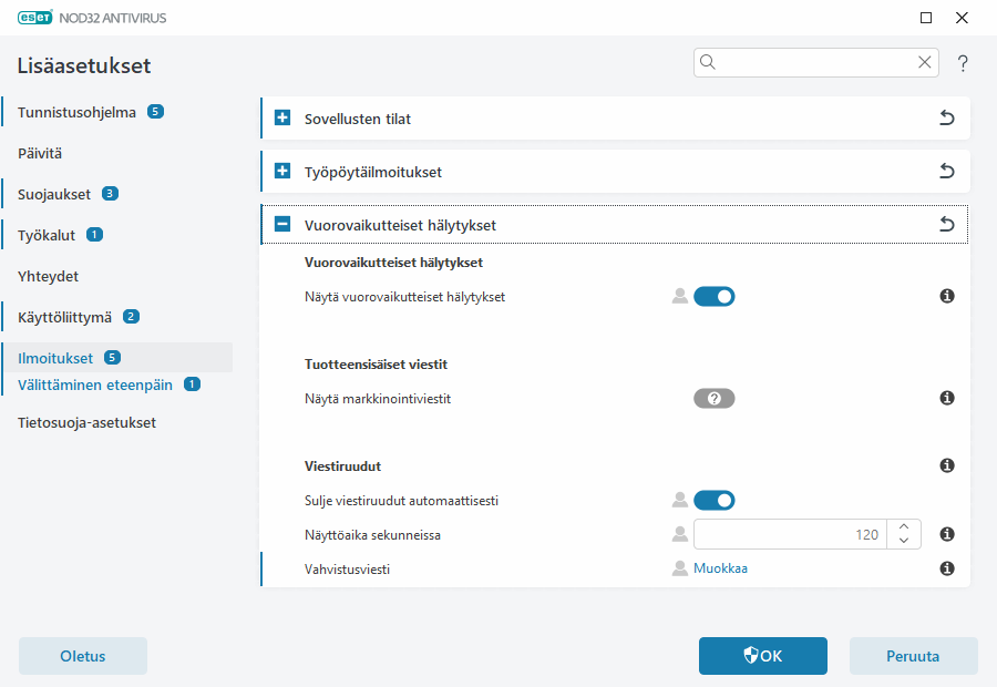 Vuorovaikutteiset hälytykset Vuorovaikutteiset hälytykset