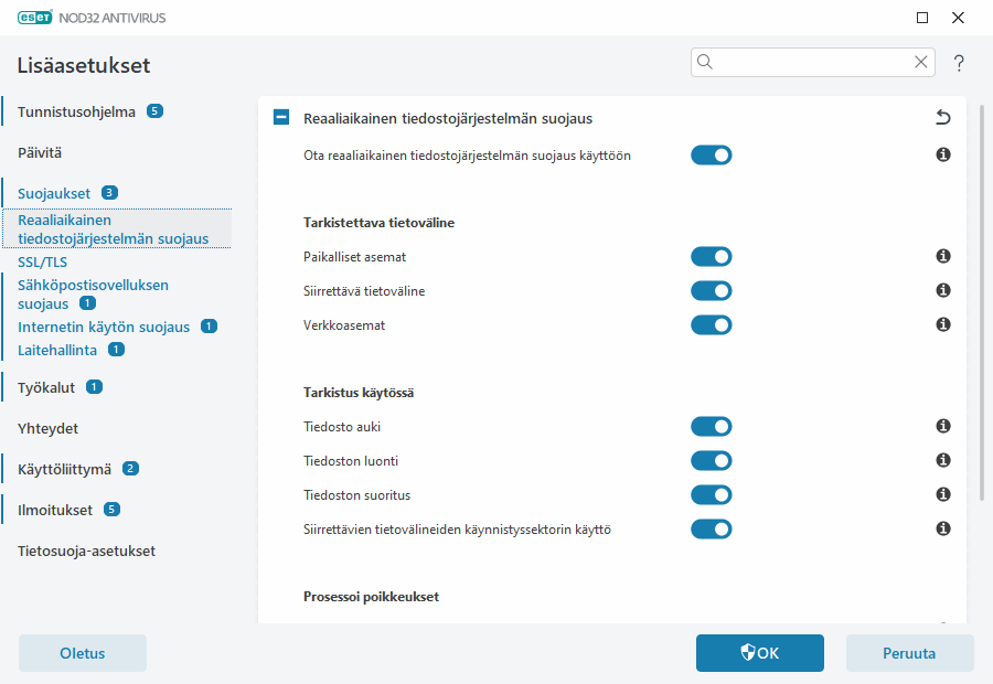 Reaaliaikainen tiedostojärjestelmän suojaus Reaaliaikainen tiedostojärjestelmän suojaus