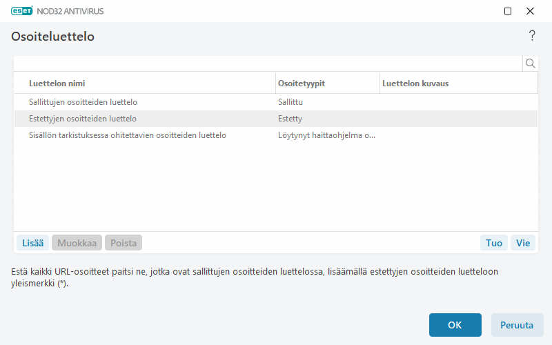 Osoiteluettelo Osoiteluettelo