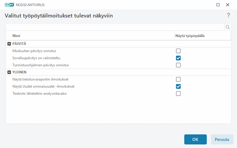 Työpöytäilmoitukset Työpöytäilmoitukset
