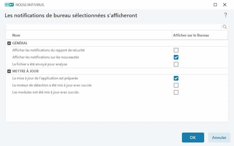Notifications sur le bureau Notifications sur le bureau
