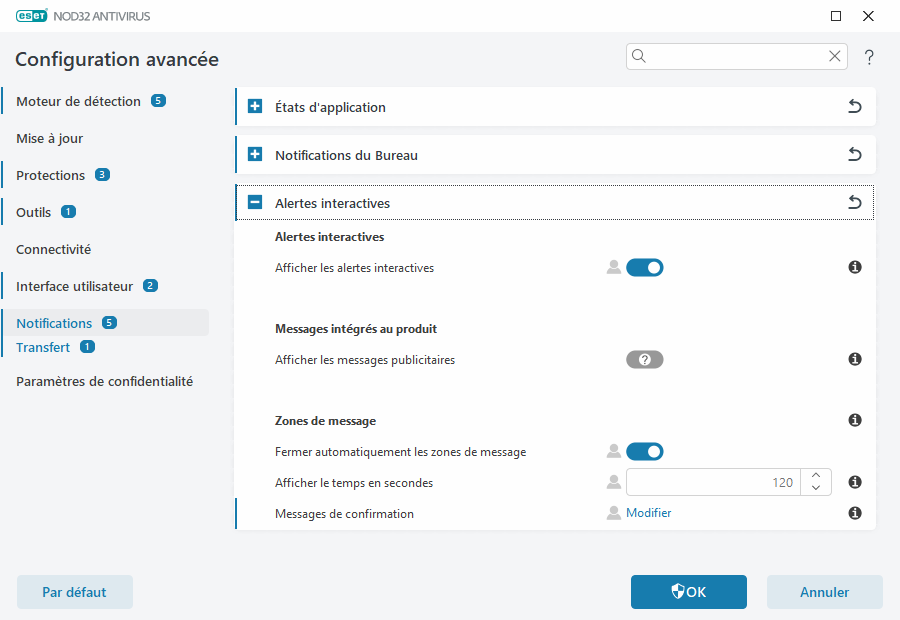 Alertes interactives