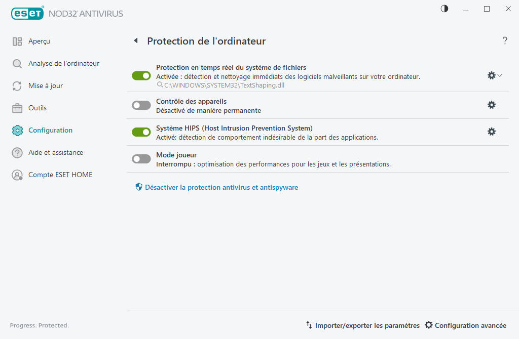 Protection de l'ordinateur Protection de l'ordinateur