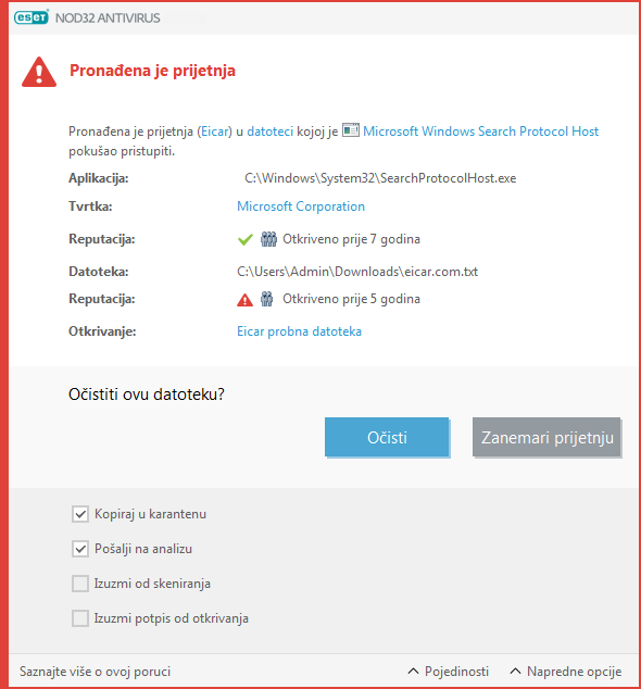 Pronađena je prijetnja