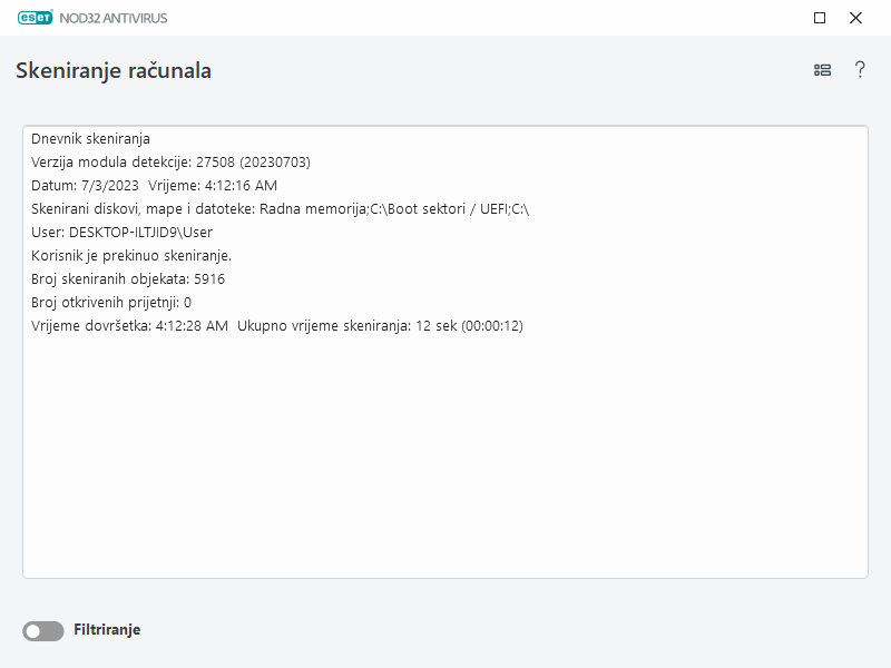 Dnevnik skeniranja računala