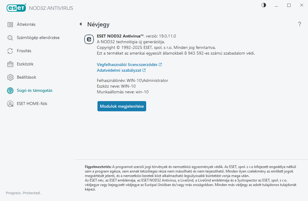 Részletek a telepített verzióról Részletek a telepített verzióról