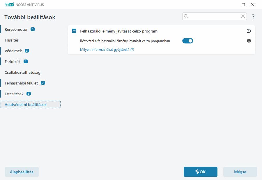 Adatvédelmi beállítások Adatvédelmi beállítások
