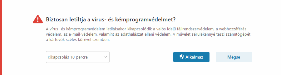 Vírus- és kémprogramvédelmi értértesítés letiltása Vírus- és kémprogramvédelmi értértesítés letiltása