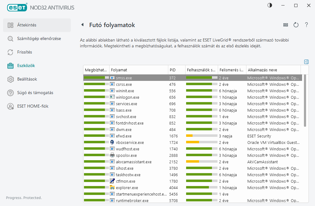 Futó folyamatok Futó folyamatok
