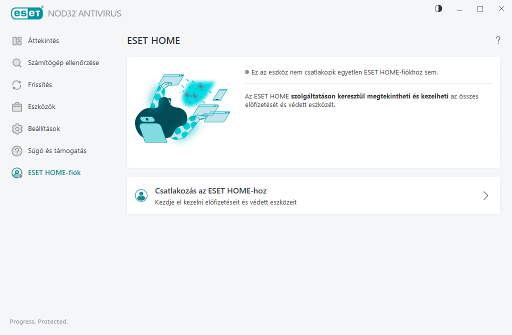 ESET HOME a kapcsolat állapota