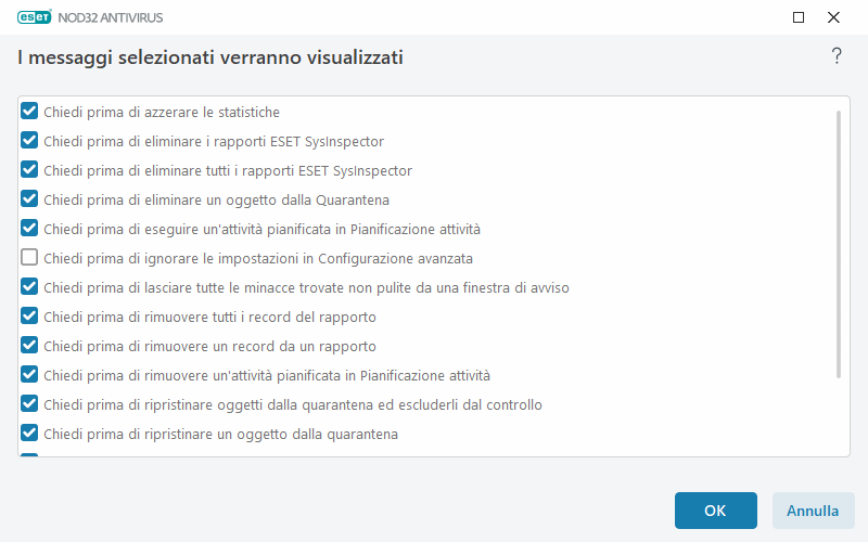 Messaggi di conferma