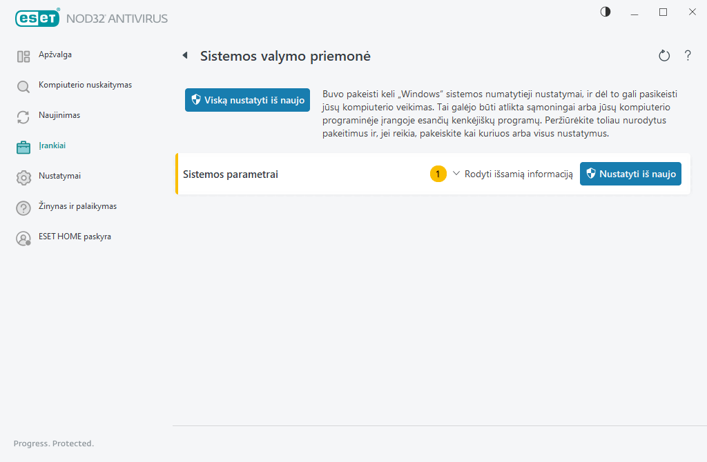 Sistemos valymo priemonė