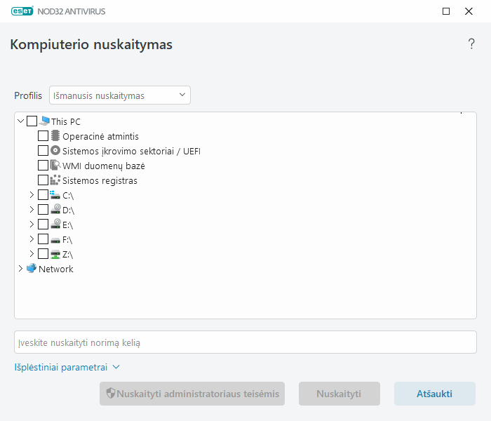 Pasirinktinis nuskaitymas