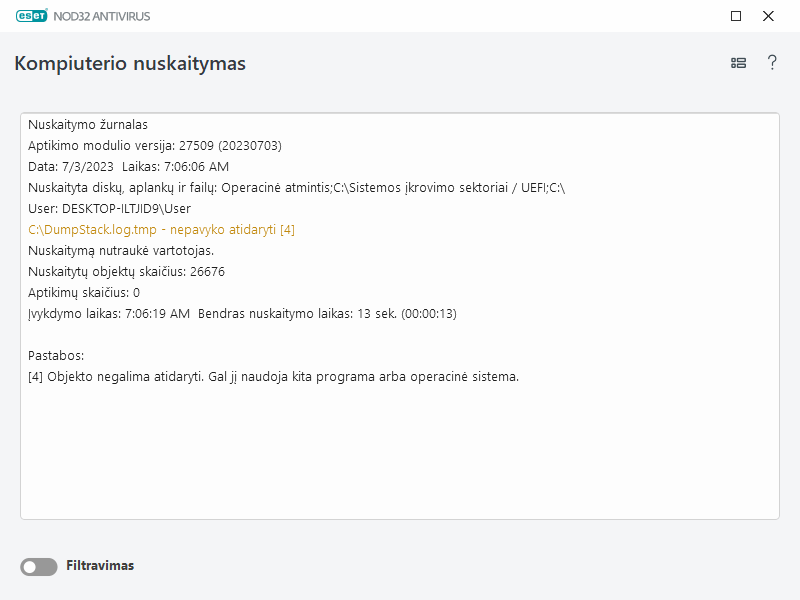 Kompiuterio nuskaitymo žurnalas Kompiuterio nuskaitymo žurnalas