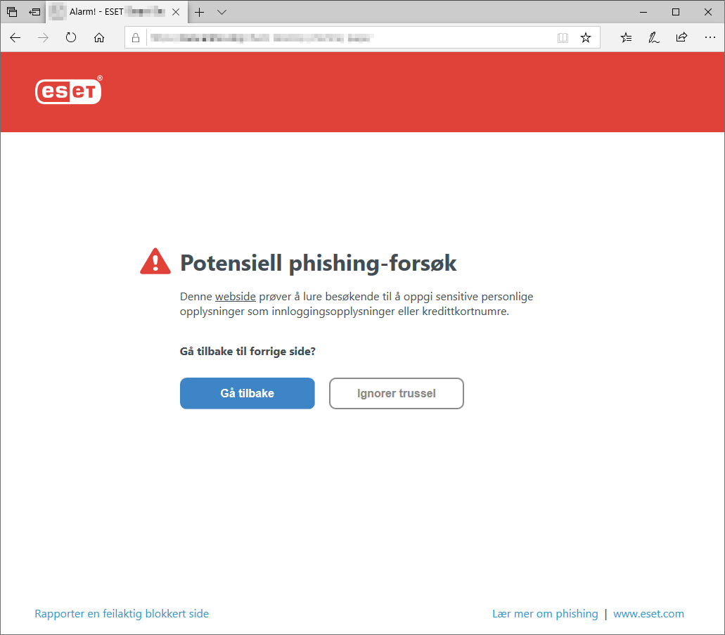 Potensiell phishing-forsøk