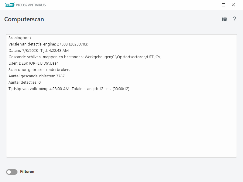 Computerscan scanlogboek Computerscan scanlogboek