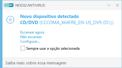 Novo dispositivo detectado Novo dispositivo detectado