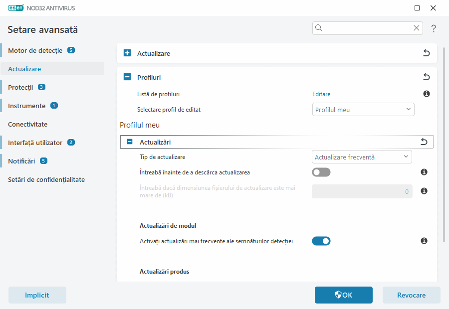 Revenire la versiunea anterioară a modulului