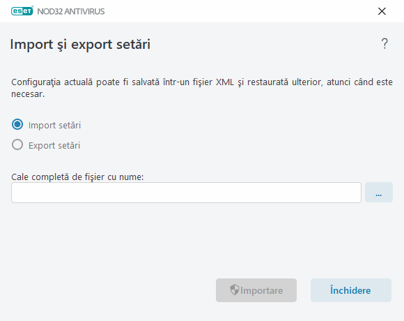 Importarea și exportarea setărilor Importarea și exportarea setărilor