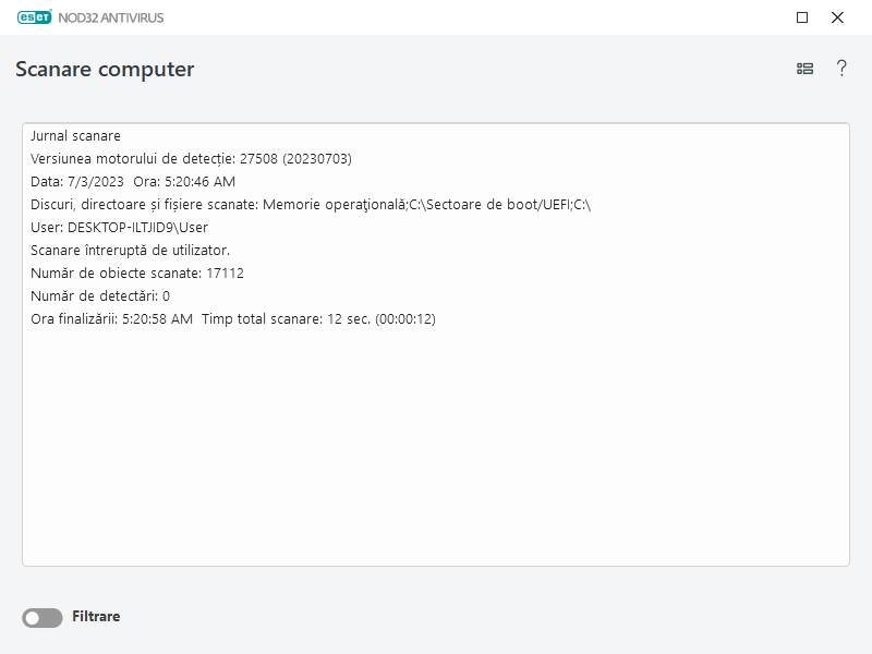 Log scanare computer