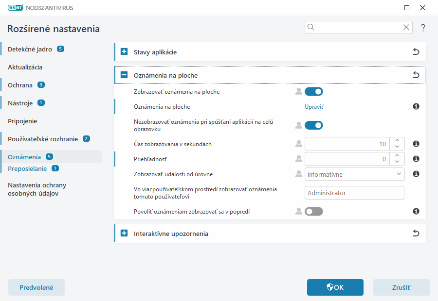 Oznámenia na ploche Oznámenia na ploche