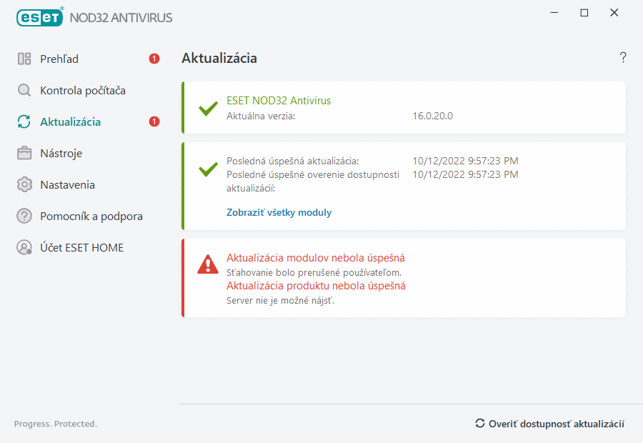 Aktualizácia modulov nebola úspešná Aktualizácia modulov nebola úspešná