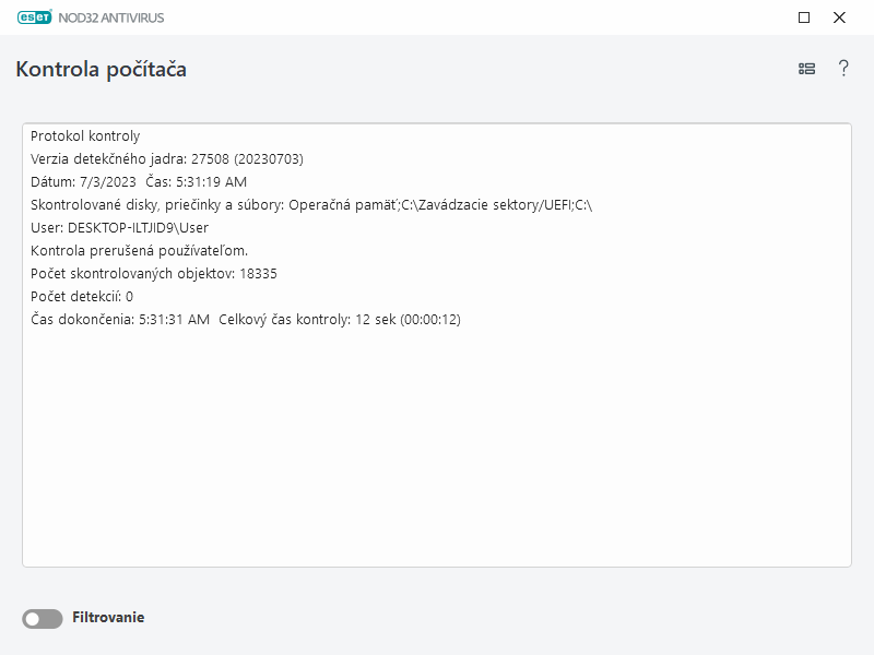 Protokol o kontrole počítača Protokol o kontrole počítača