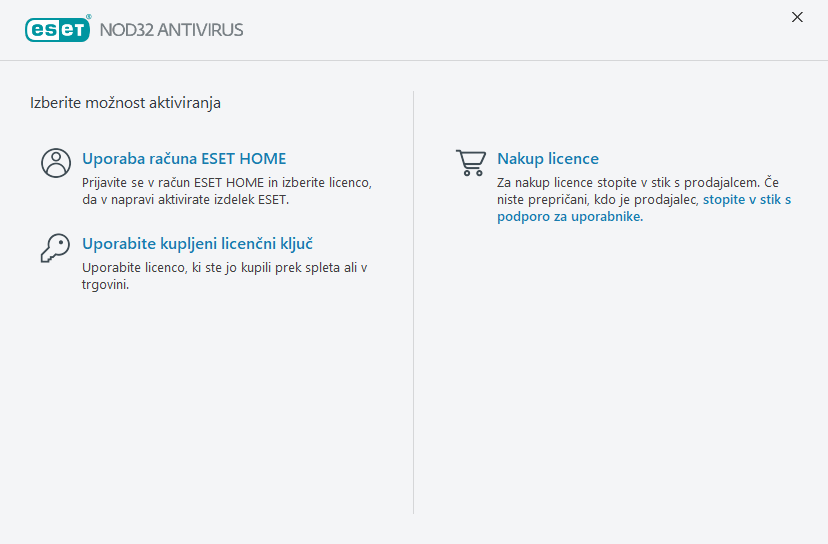 Aktiviranje izdelka Aktiviranje izdelka