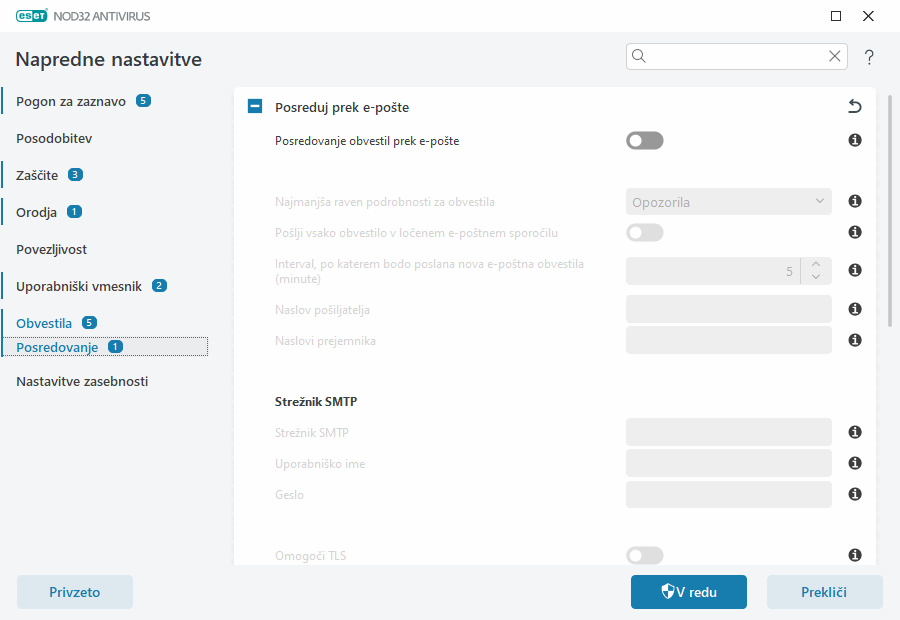 Posredovanje obvestil