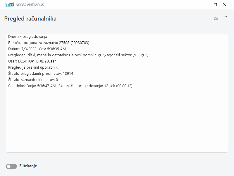 Dnevnik pregleda računalnika Dnevnik pregleda računalnika