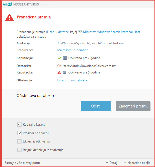 Pronađena je pretnja Pronađena je pretnja