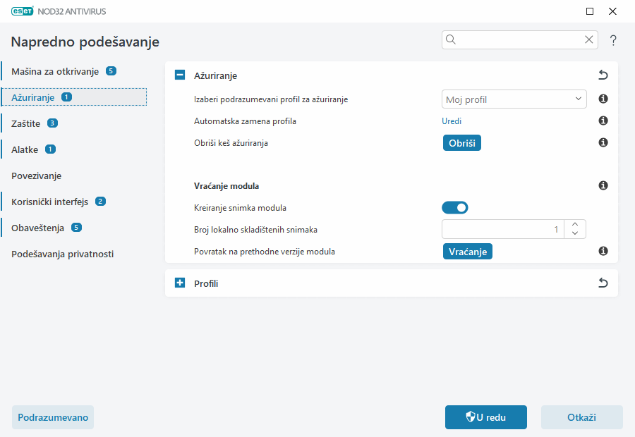 Dodatne opcije ažuriranja Dodatne opcije ažuriranja