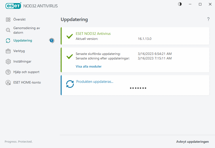 Uppdateringsprocessen Uppdateringsprocessen