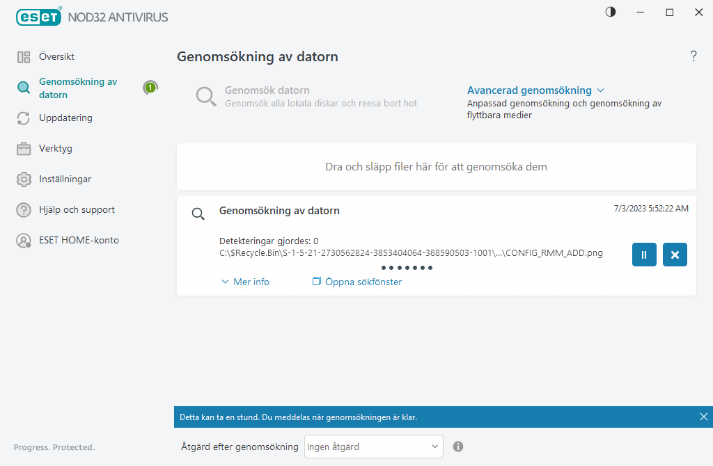 Genomsökning av datorn Genomsökning av datorn