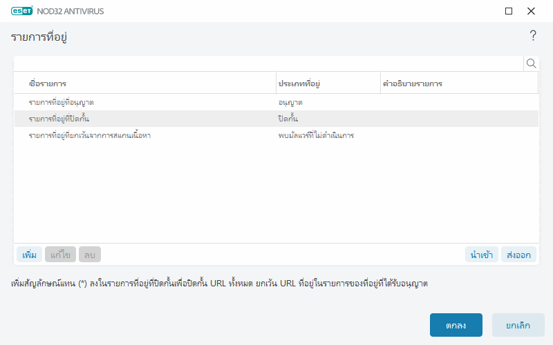 รายการที่อยู่ รายการที่อยู่